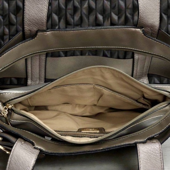 Michael Kors Gray & Silver Caged Tote Shoulder Bag with Gold Buckle Straps - Picture 3 of 3